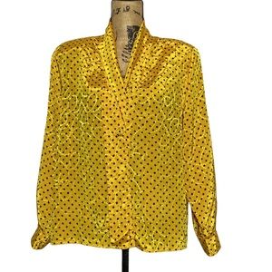 Russ Petites Vintage Yellow Pattern Blouse M
